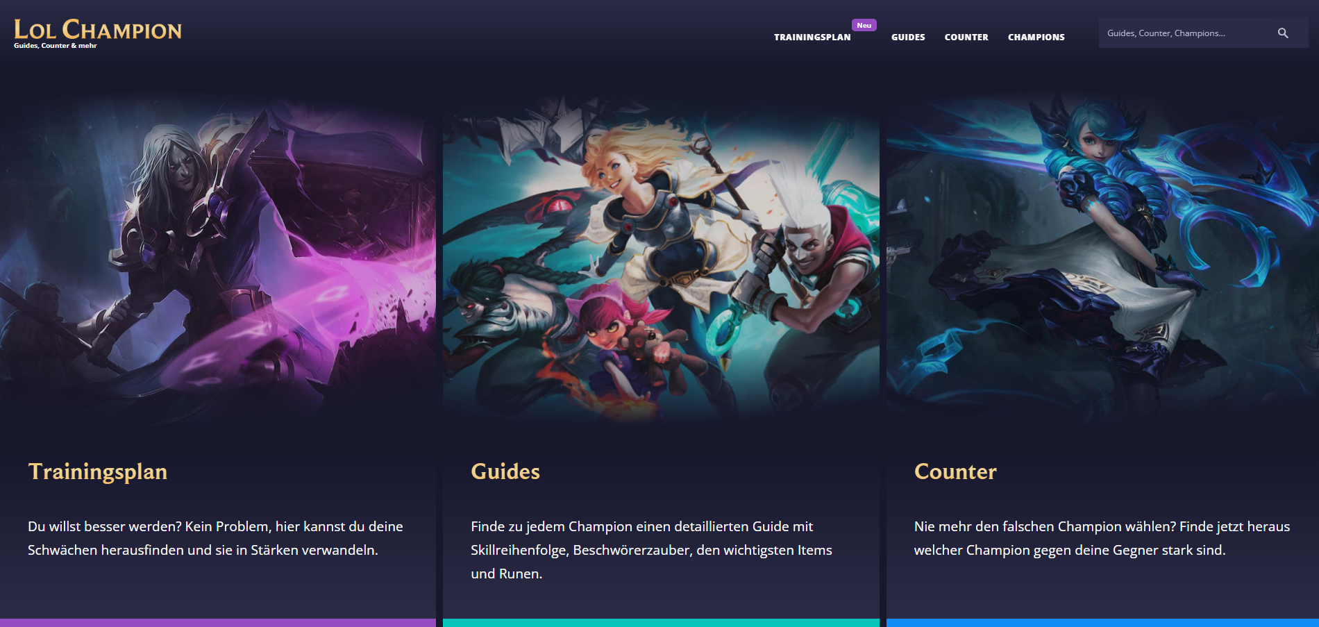 Screenshot der LolChampion Webseite